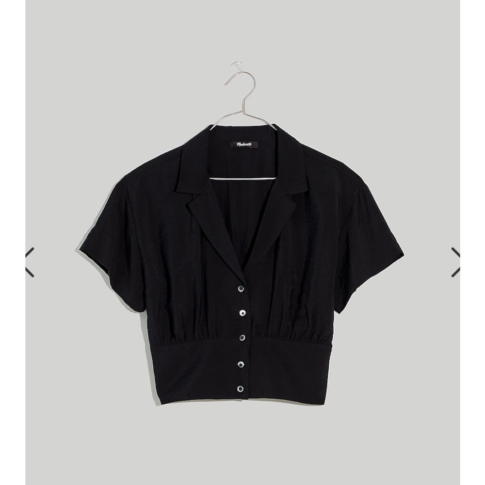 Madewell drapey banded-bottom button-down top